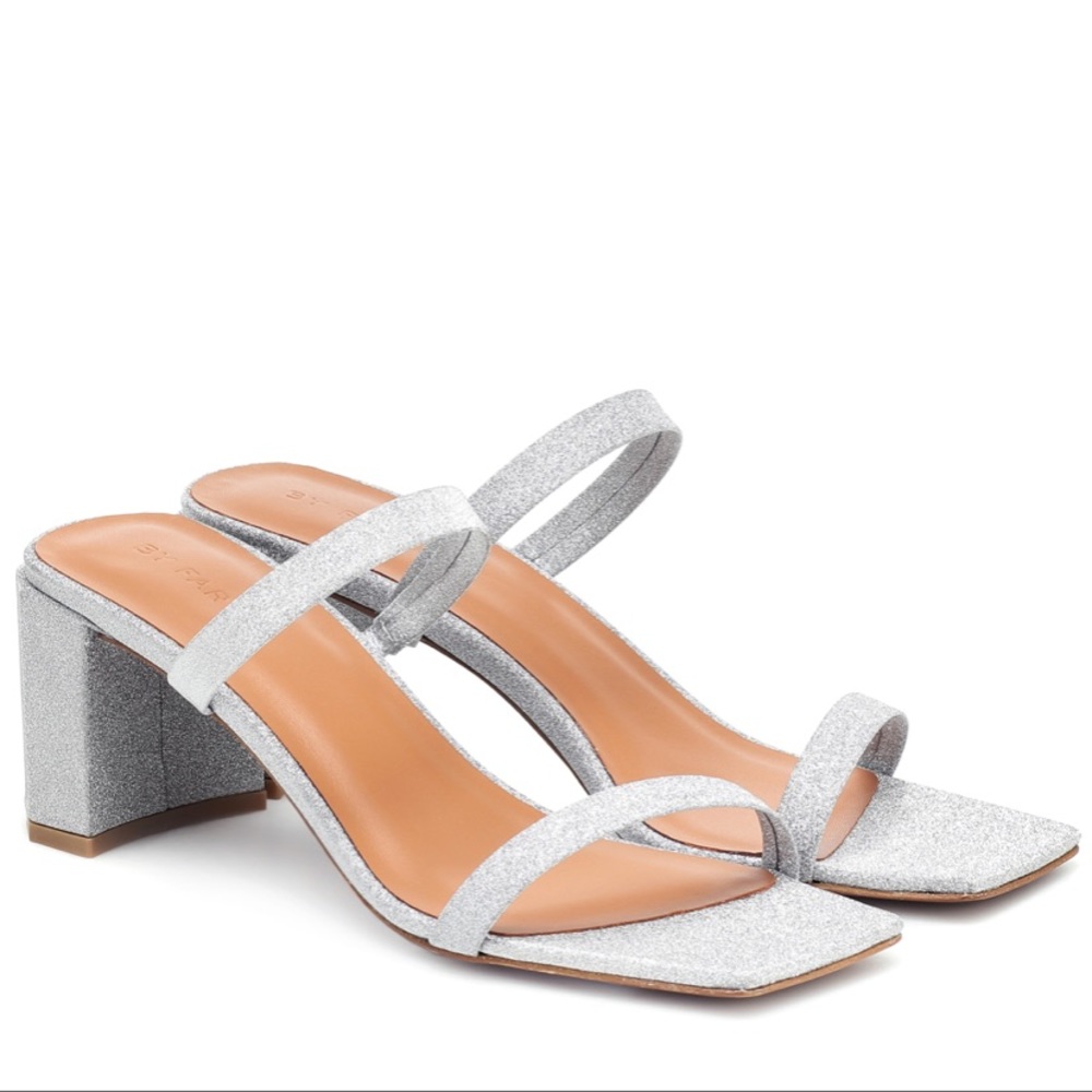 By Far Tanya Glittered mules (silver)